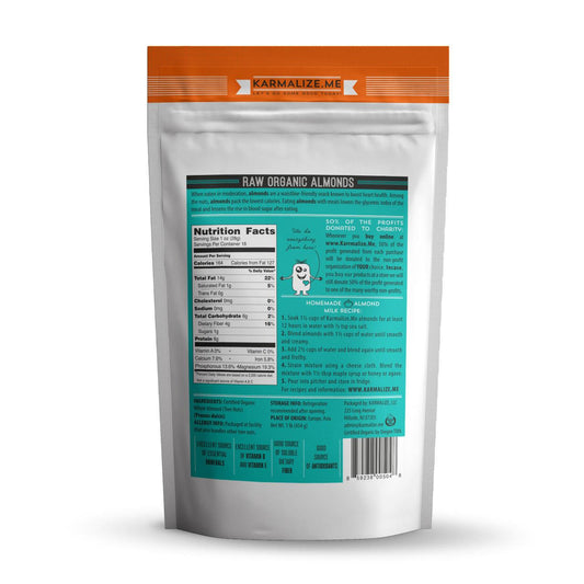 100% Organic Raw Almonds, Whole - 1lb - HealU