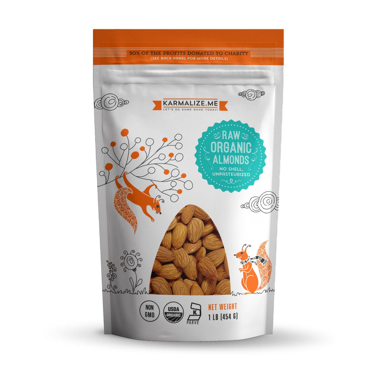 100% Organic Raw Almonds, Whole - 1lb - HealU