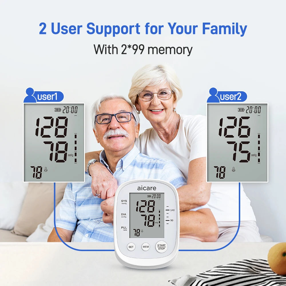 AICARE BP Machine β Automatic Upper Arm with Heart Rate Monitor - HealU