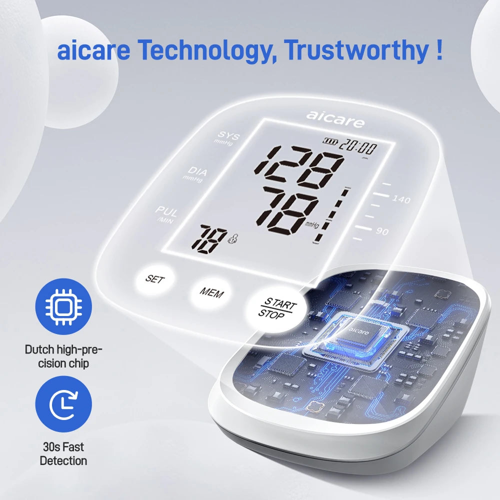 AICARE BP Machine β Automatic Upper Arm with Heart Rate Monitor - HealU