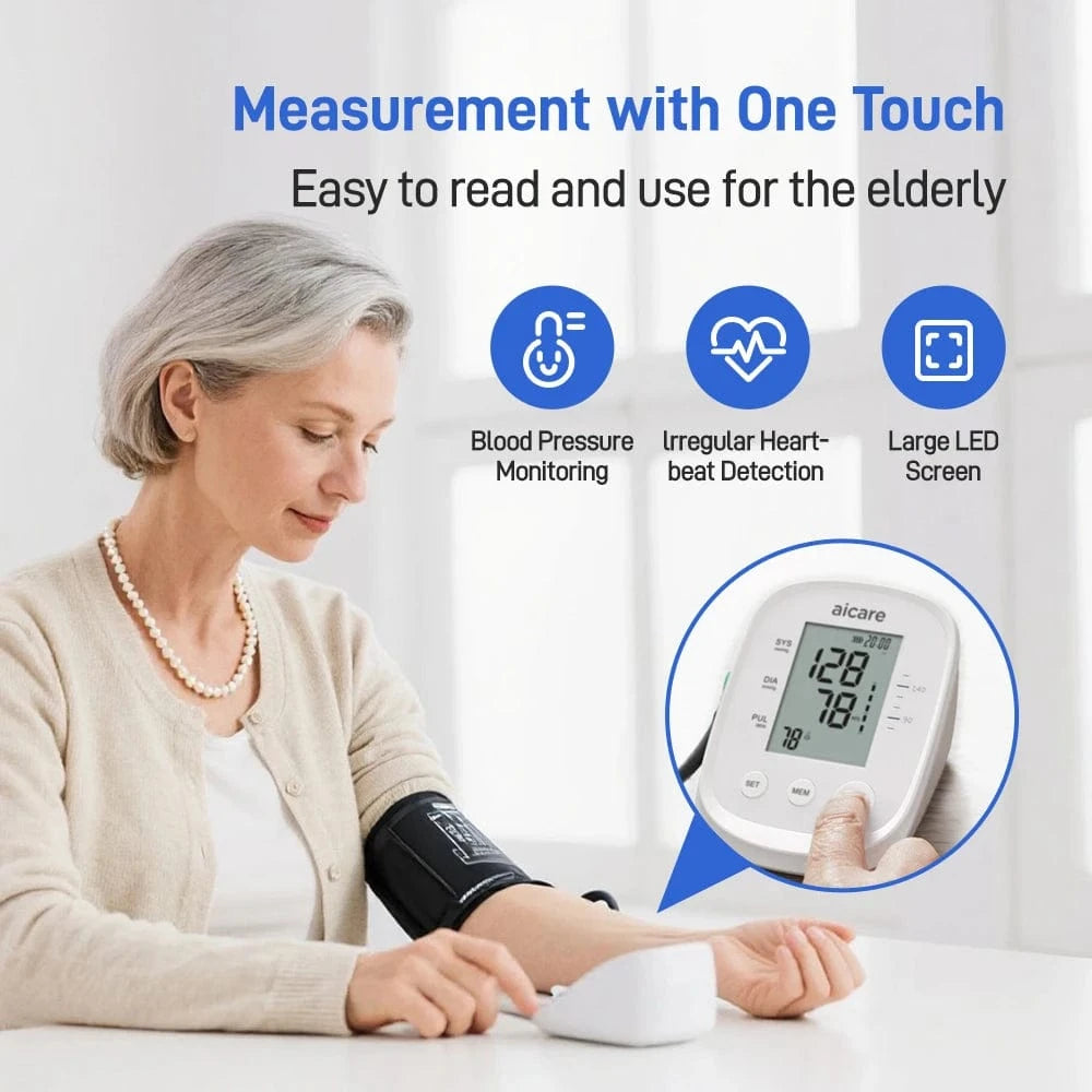 AICARE BP Machine β Automatic Upper Arm with Heart Rate Monitor - HealU