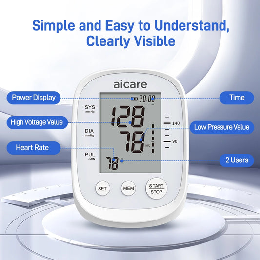 AICARE BP Machine – Automatic Upper Arm with Heart Rate Monitor - HealU