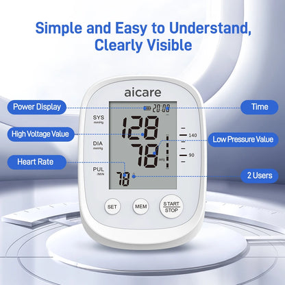 AICARE BP Machine – Automatic Upper Arm with Heart Rate Monitor - HealU